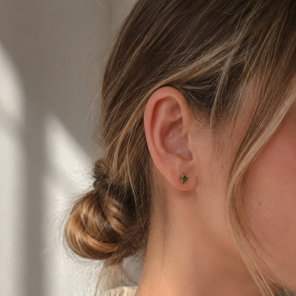PENDIENTES GRANATE TSAVORITA Y DIAMANTES