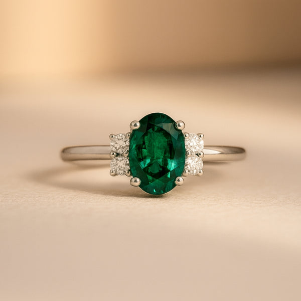 ANILLO ESMERALDA Y DIAMANTES AMELIA