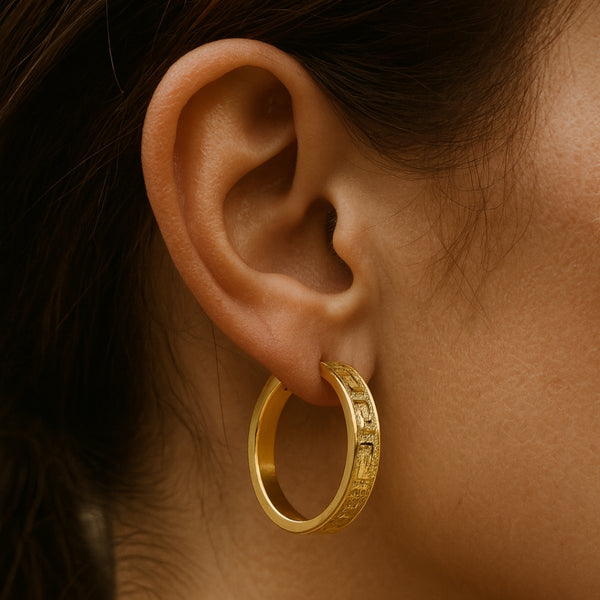 PENDIENTES AROS GRECA 20MM