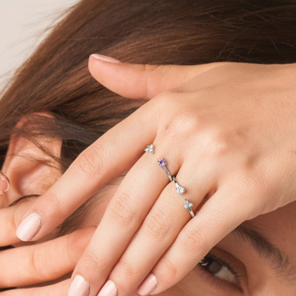 ANILLO ABIERTO AGUAMARINA Y DIAMANTES MARFA