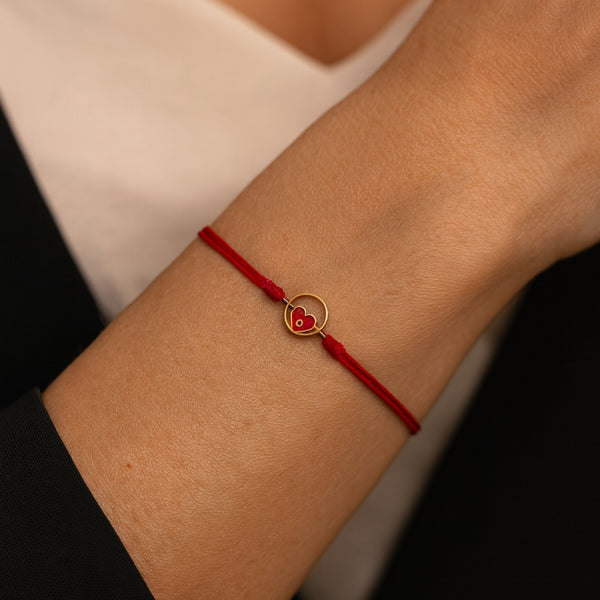 PULSERA MACRAME CORAZON CON ESMALTE MARLIS