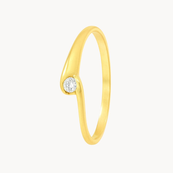 ANILLO SOLITARIO CRUZADO CON DIAMANTE 0.10 QUILATES MEDEA
