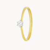 ANILLO SOLITARIO BICOLOR SEIS GARRAS CON DIAMANTE 0.11 QUILATES MERITA