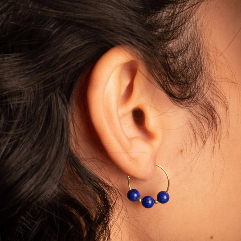 PENDIENTES AROS LAPISLAZULI Y BOLAS MURIEL