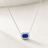 COLGANTE RECTANGULAR ZAFIRO BAGUETTE Y DIAMANTES