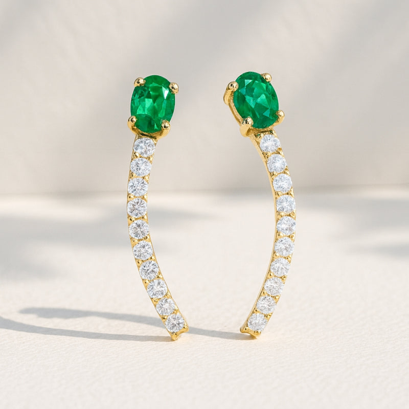 PENDIENTES ESMERALDA Y DIAMANTES VITTORIA