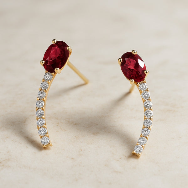 PENDIENTES RUBI Y DIAMANTES VITTORIA