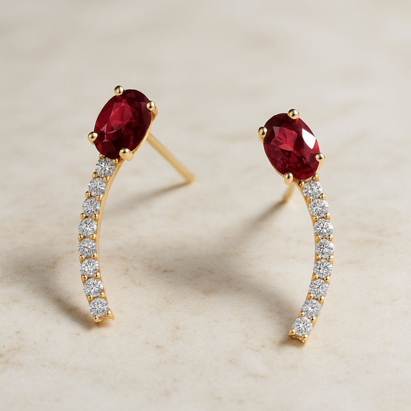 PENDIENTES RUBI Y DIAMANTES VITTORIA