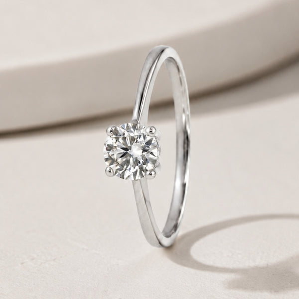 ANILLO SOLITARIO DIAMANTE CREADO BRILLANTE 0.37 QUILATES CERTIFICADO IGI