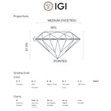 ANILLO SOLITARIO DIAMANTE CREADO BRILLANTE 0.37 QUILATES CERTIFICADO IGI