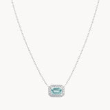 COLGANTE RECTANGULAR AGUAMARINA BAGUETTE Y DIAMANTES