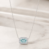COLGANTE RECTANGULAR AGUAMARINA BAGUETTE Y DIAMANTES