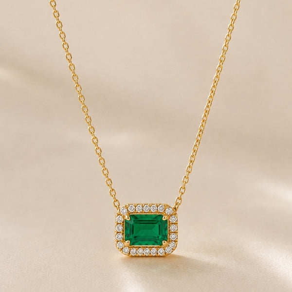RECTANGULAR EMERALD BAGUETTE AND DIAMOND PENDANT