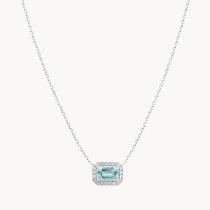 COLGANTE RECTANGULAR AGUAMARINA BAGUETTE Y DIAMANTES