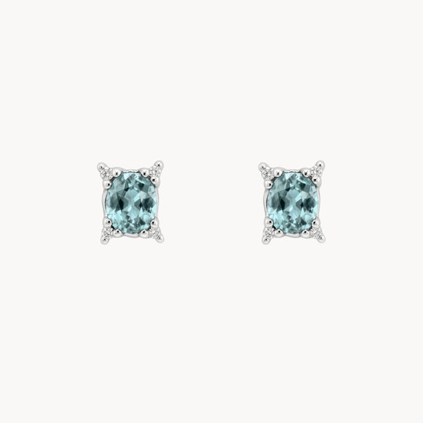 PENDIENTES TOPACIO AZUL Y DIAMANTES