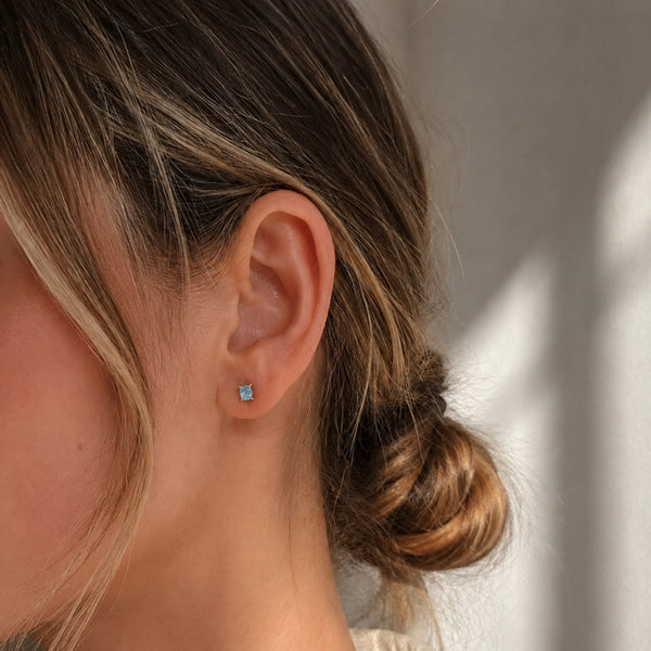 PENDIENTES TOPACIO AZUL Y DIAMANTES