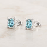 PENDIENTES TOPACIO AZUL Y DIAMANTES