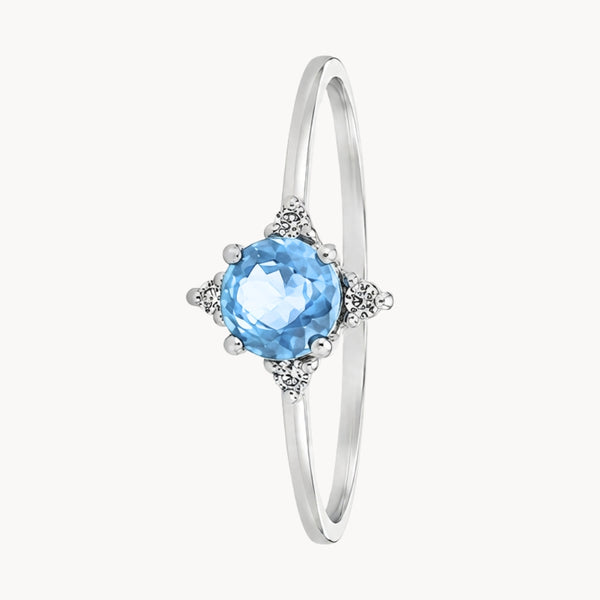 ANEL VINTAGE COM TOPÁZIO AZUL E DIAMANTES