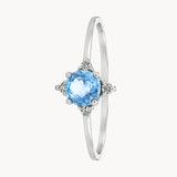 ANILLO VINTAGE CON TOPACIO AZUL Y DIAMANTES