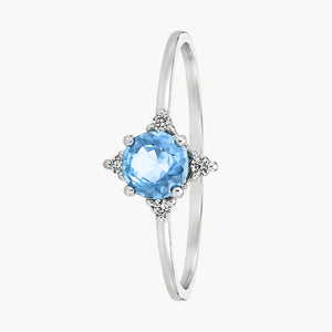 VINTAGE RING WITH BLUE TOPAZ AND DIAMONDS