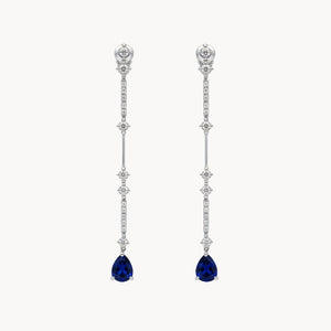 PENDIENTES LARGOS ZAFIROS CON DIAMANTES CINDY