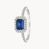 ANILLO ZAFIRO BAGUETTE Y DIAMANTES