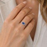 ANILLO ZAFIRO BAGUETTE Y DIAMANTES