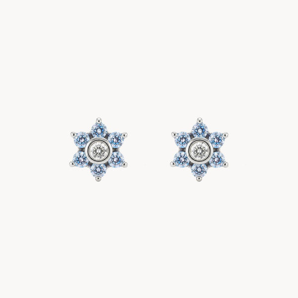 PENDIENTES CIRCONITAS AZULES Y BLANCAS BOGNA