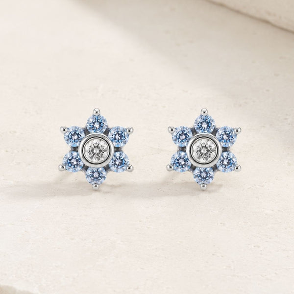 PENDIENTES CIRCONITAS AZULES Y BLANCAS BOGNA