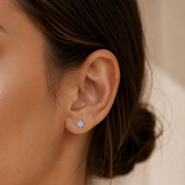 PENDIENTES CIRCONITAS AZULES Y BLANCAS BOGNA