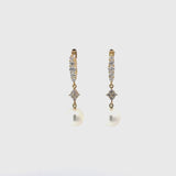 Pendientes Oro 18 kt largos circonitas perla Camila