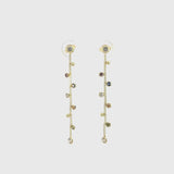 Pendientes Oro 18 kilates con cadena circonitas color Yera