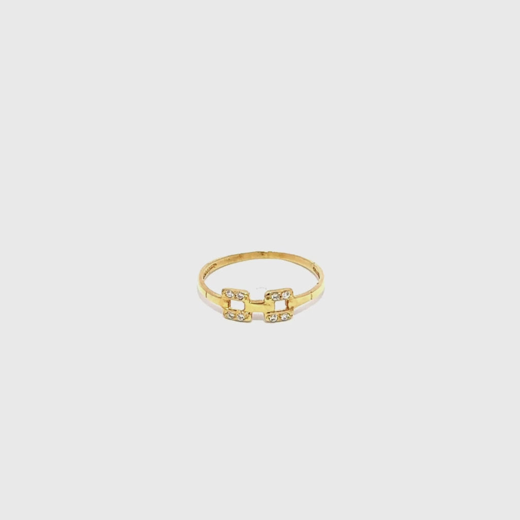 Anillo Oro 18 kilates con circonitas eslabones Kaila