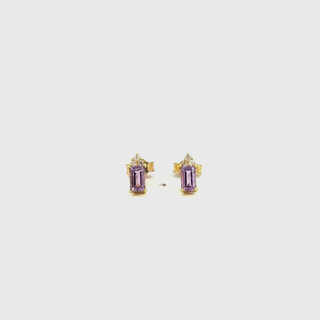 Pendientes Oro 18 kilates amatista diamantes Briseida