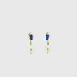 Pendientes Oro 18 kilates perla y circonita azul Marit