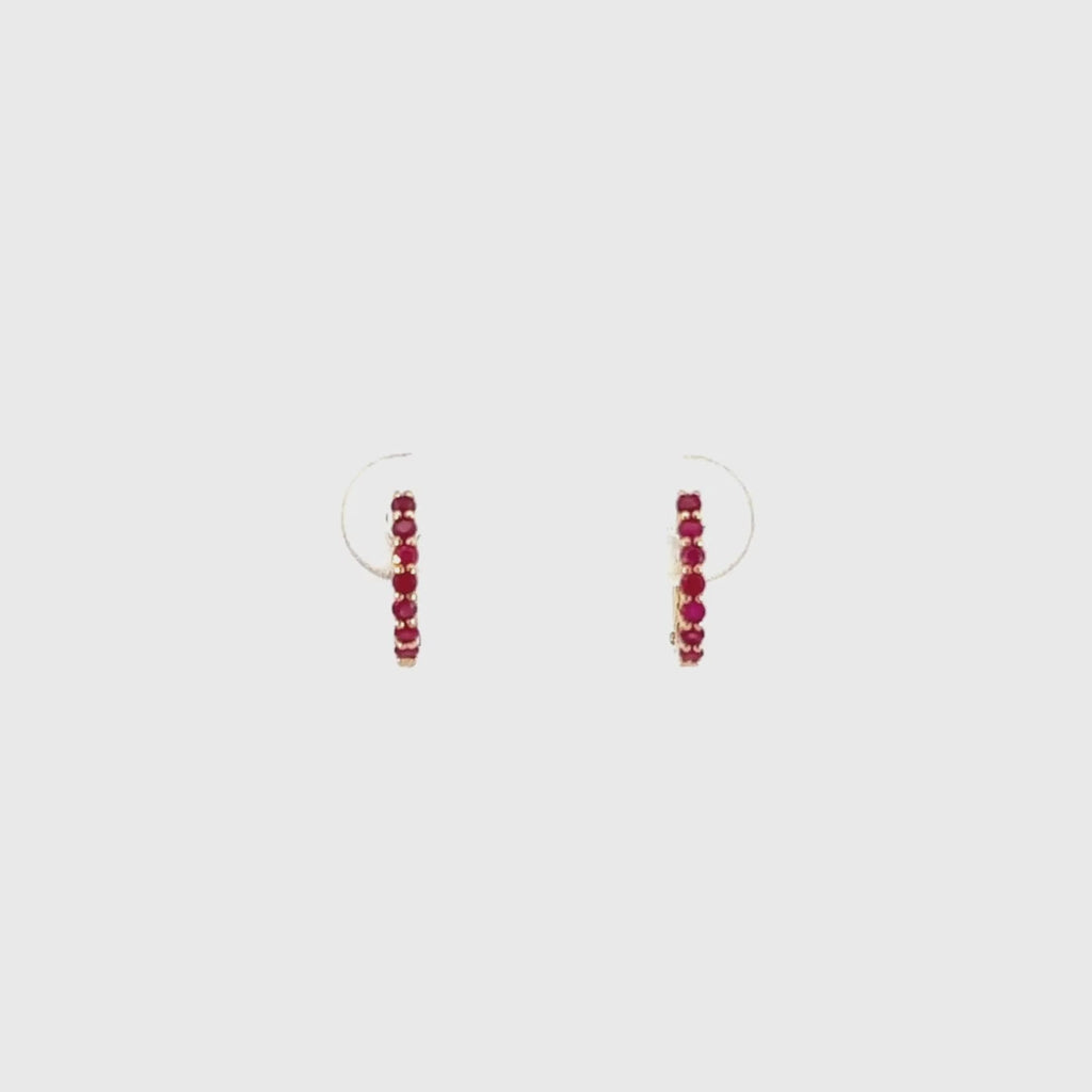 Aros de Oro 18kt carril con rubies Adriana