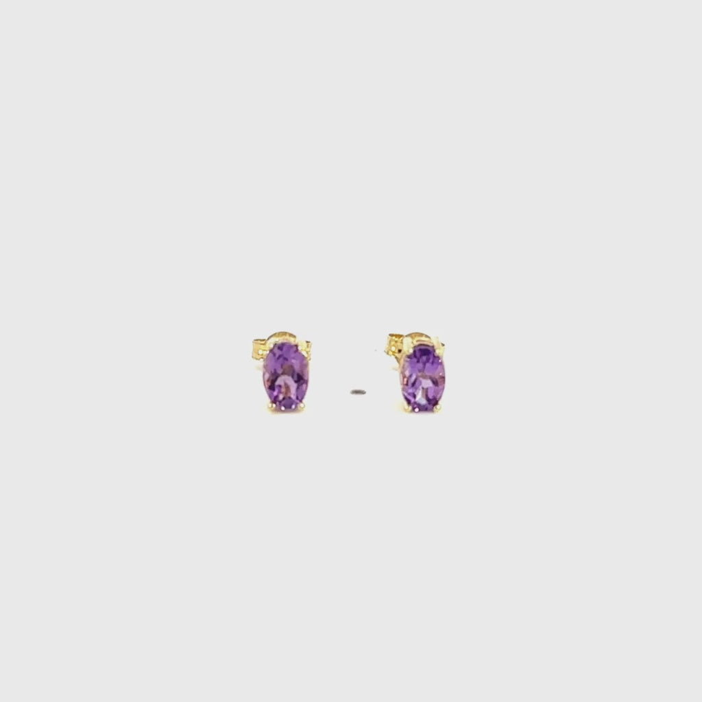 pendientes oro 18 kilates con amatista oval lois