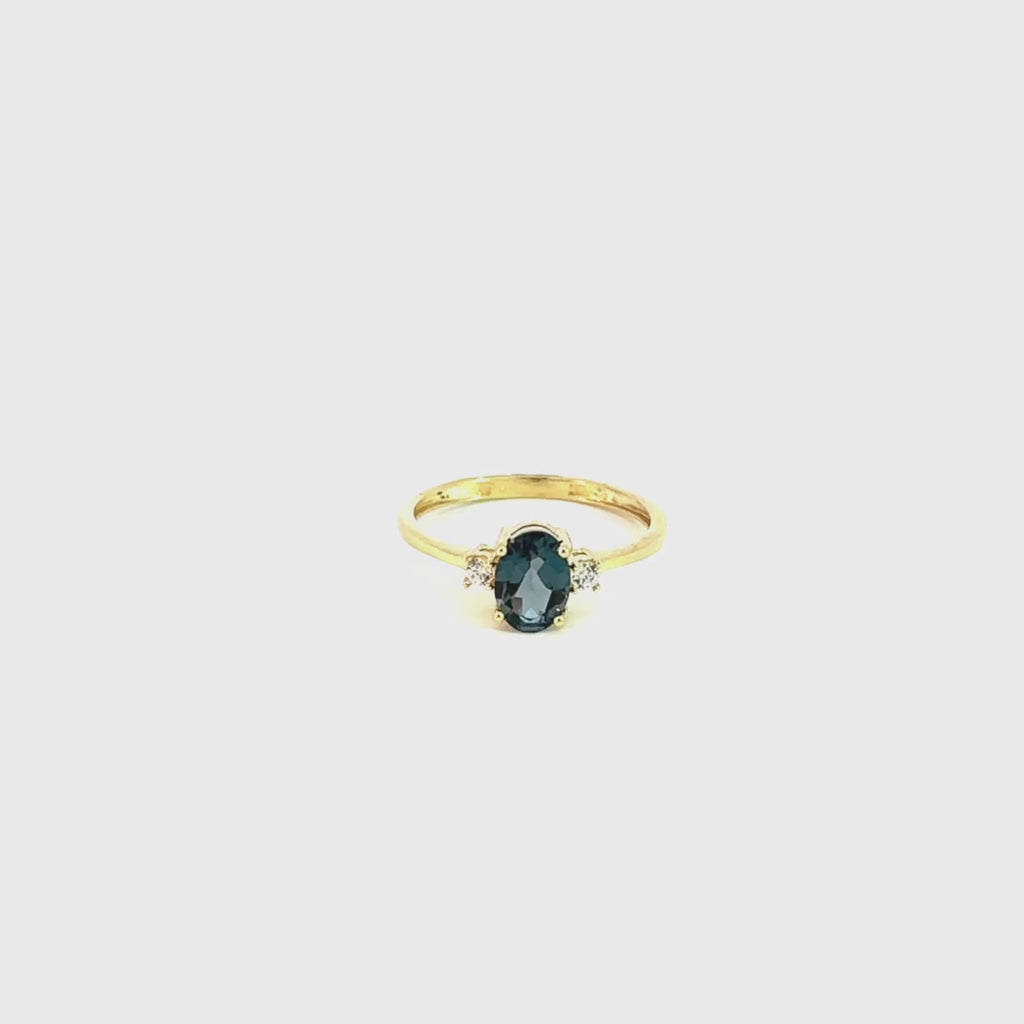 Anillo Oro 18kt con topacio london blue y circonitas Stella II