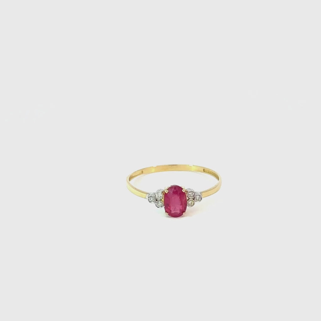 Anillo Oro 18kt rubi y diamantes Beki