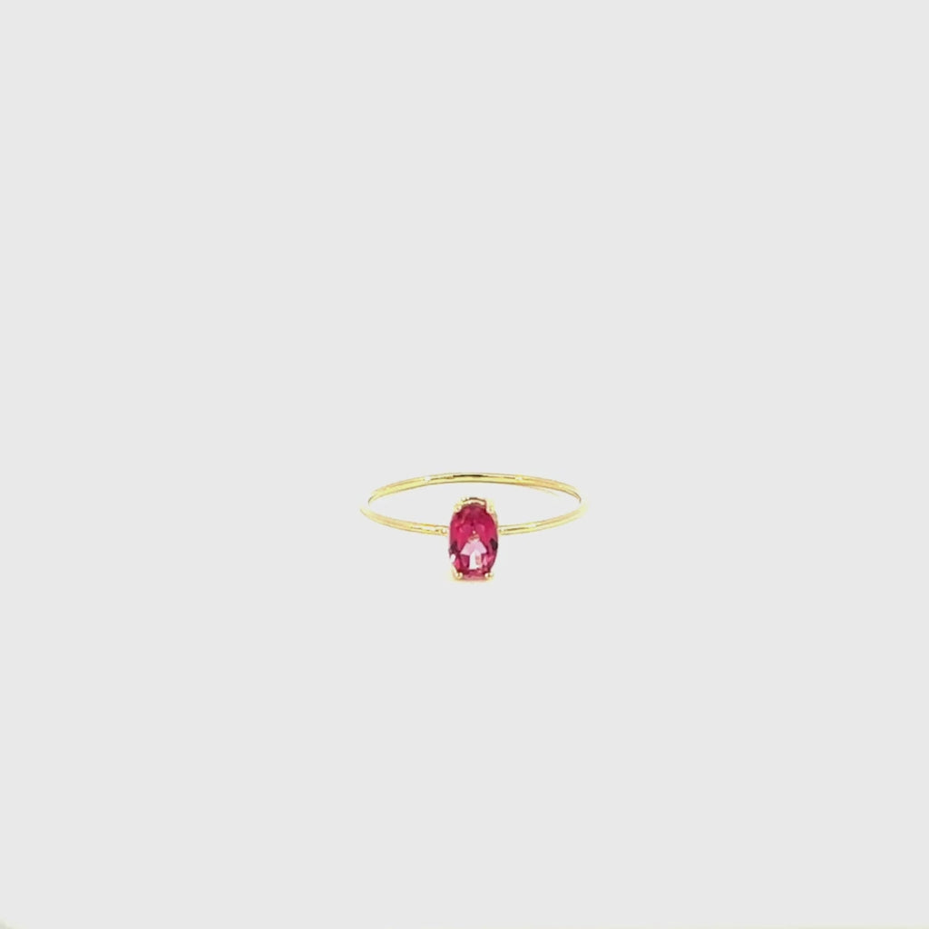 anillo oro 18kt con topacio rosa adara