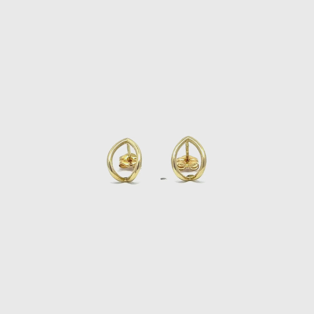 Pendientes Oro 18kt con ovalo curvo Blanca