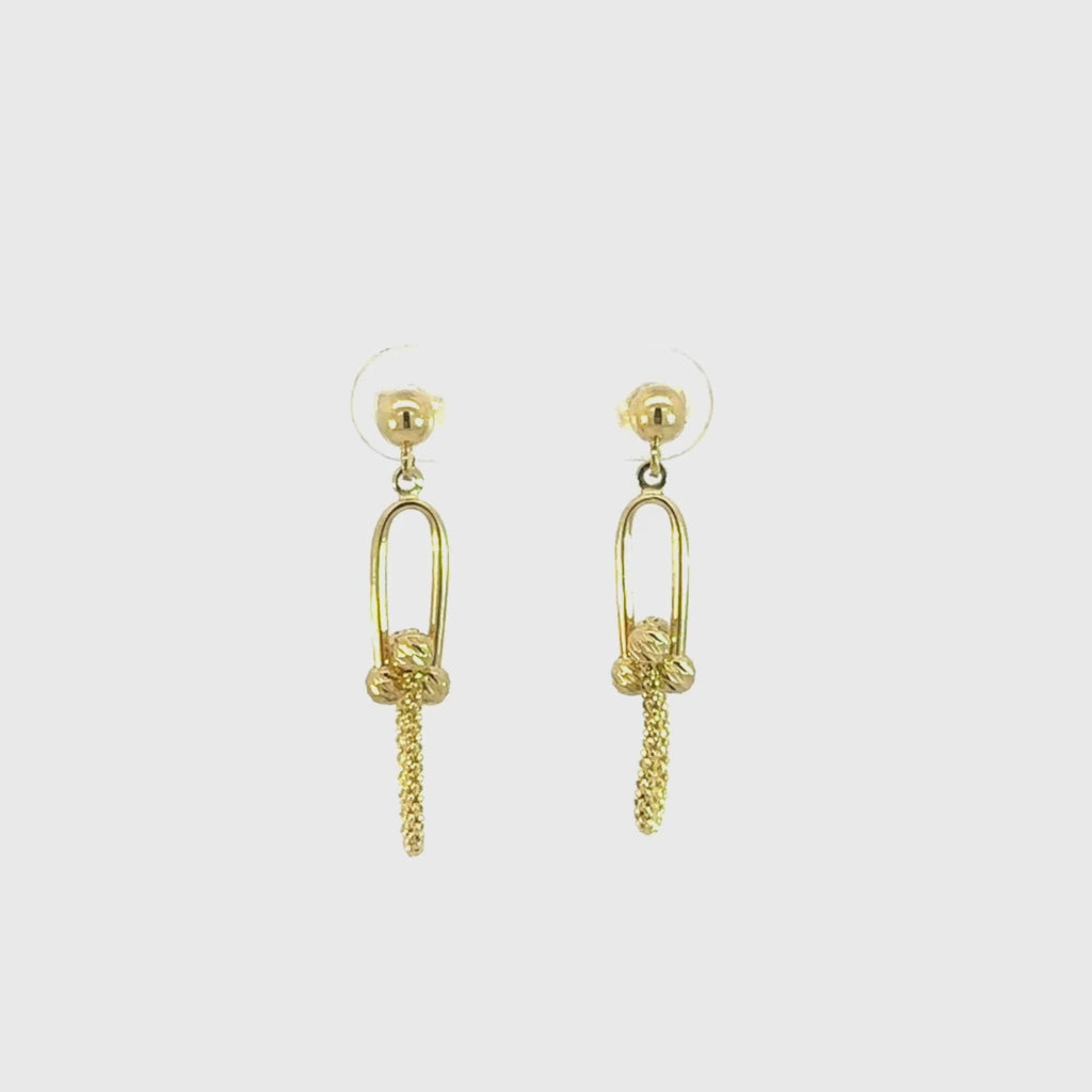 Pendientes Oro 18 kilates cadena y bolas Freda