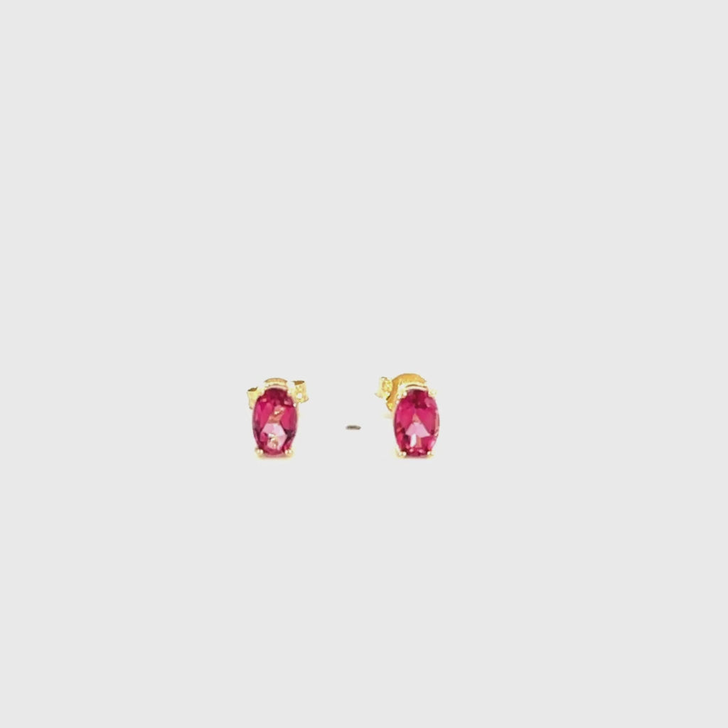 Pendientes Oro 18kt con topacios rosas oval Lois