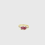 Anillo Oro 18 kilates topacios rosas y diamantes Agnese