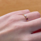 ANEL DE TOPÁZIOS ROSAS E DIAMANTES