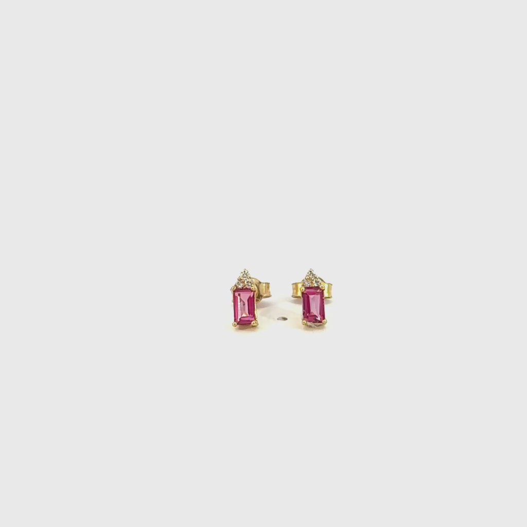 Pendientes Oro 18 kt topacio rosa y diamantes Briseida