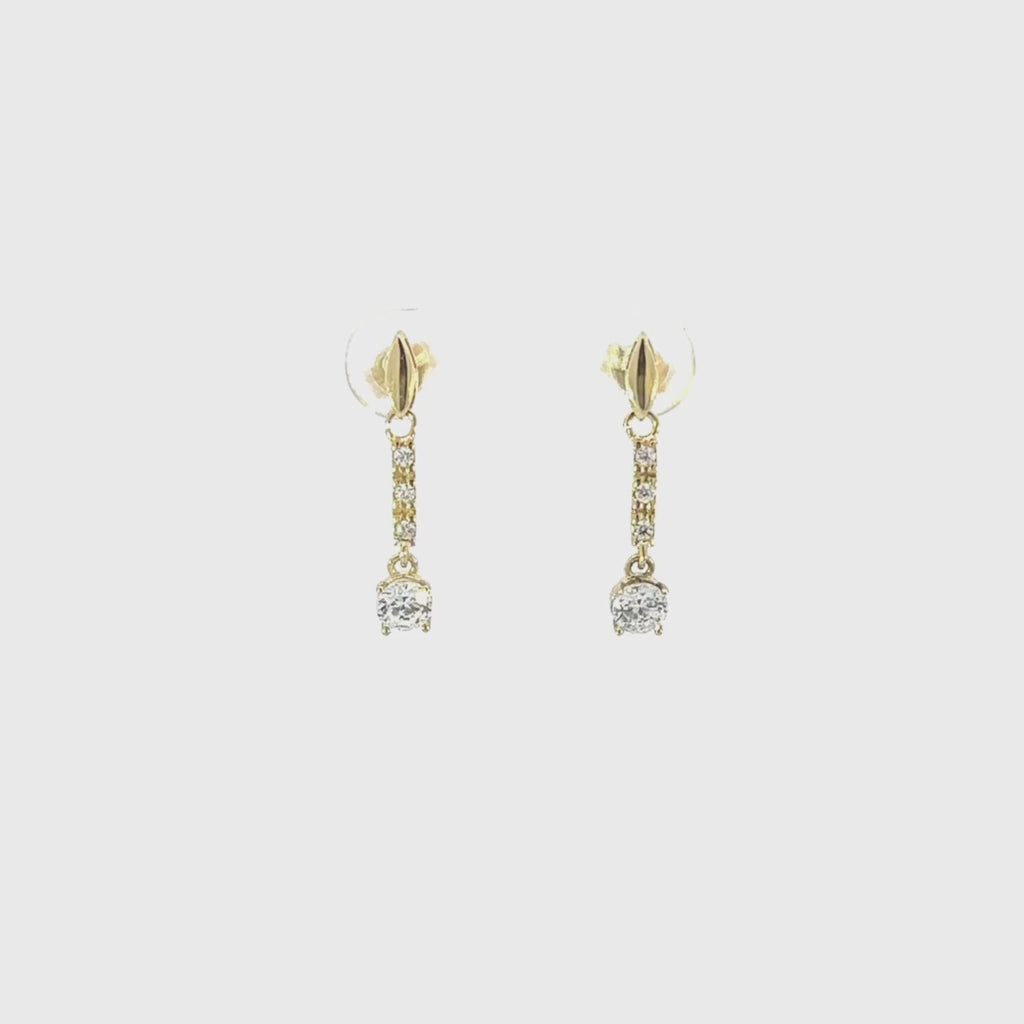 Pendientes largos Oro 18kt con topacio azul y circonitas Marta