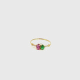 Anillo Oro 18kt esmeralda rubi circonitas Orianne