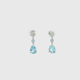 Pendientes Oro blanco 18kt con topacios azules y diamantes Cayetana