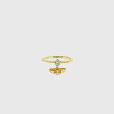 Anillo Oro 18 kilates con circonita y corazon colgante Dione